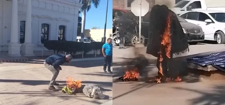 Adulto mayor se prende fuego frente al palacio municipal de Huatabampo, Sonora