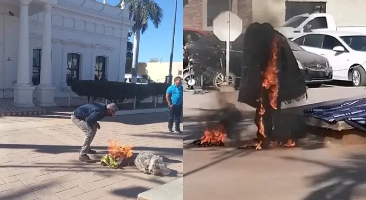 Adulto mayor se prende fuego frente al palacio municipal de Huatabampo, Sonora