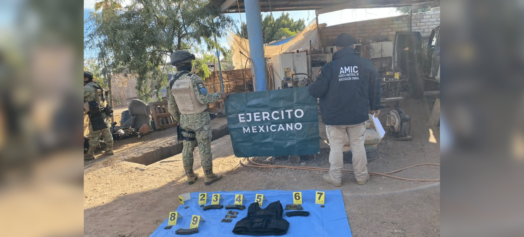 Operativo en Caborca desmantela taller clandestino de blindaje y asegura arsenal